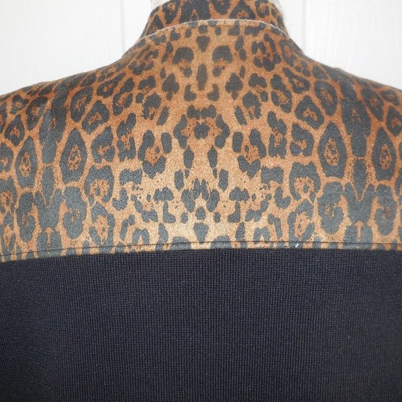Jacket XL animal print long sleeve open front cardigan sweater black brown - Picture 8 of 14
